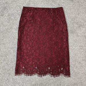 Truly Poppy Skirt Womens Small Red Floral Lace Pencil Lined Party Cocktail Sexy